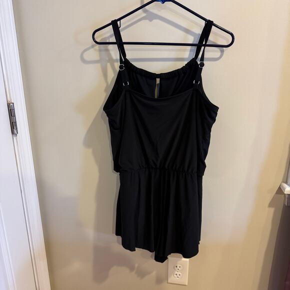 Aqua Green Women's UPF 50 High Neck Swim Romper One Piece Swimsuit Size Large - Picture 5 of 7